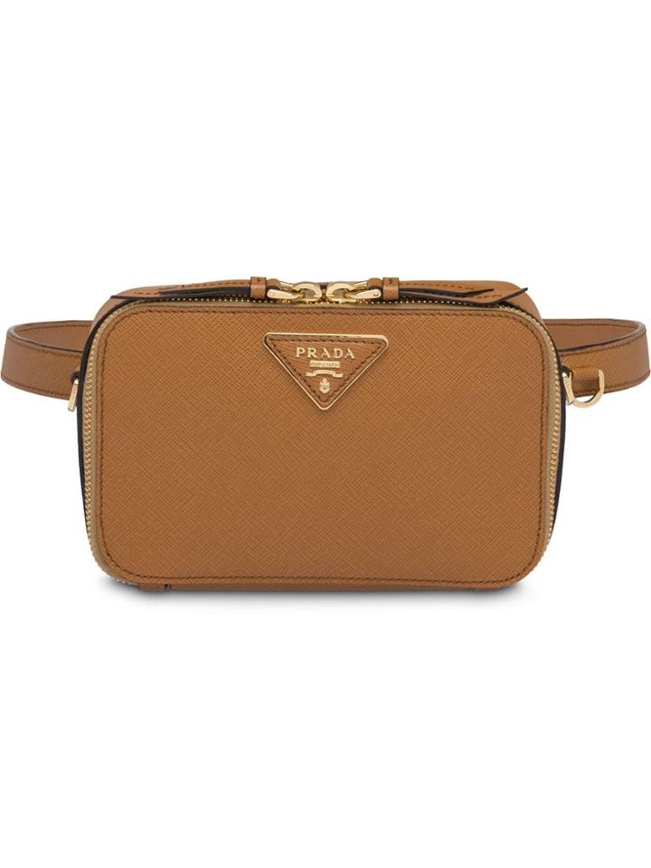 Prada Saffiano Leather Belt Bag - Brown