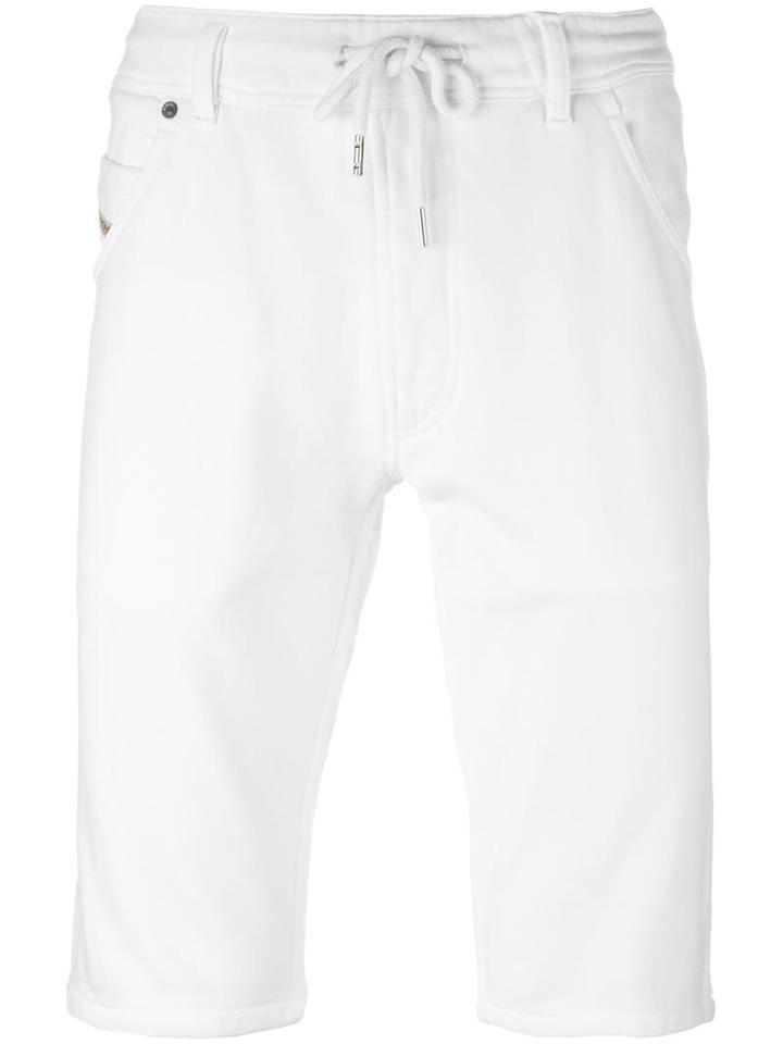 Diesel Drawstring Track Shorts, Men's, Size: 30, White, Cotton
