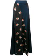 Ganni Glenmore Floral Print Panelled Maxi Skirt - Blue