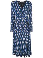 Diane Von Furstenberg Geometric Patterned Wrap Dress - Blue
