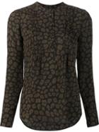 Veronica Beard Leopard Print Shirt, Women's, Size: 4, Green, Silk