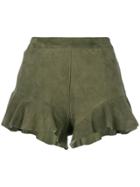 Drome Frill Detail Shorts - Green