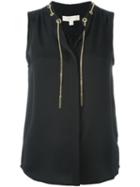Michael Michael Kors Neck Chain Top, Women's, Size: Xl, Black, Silk