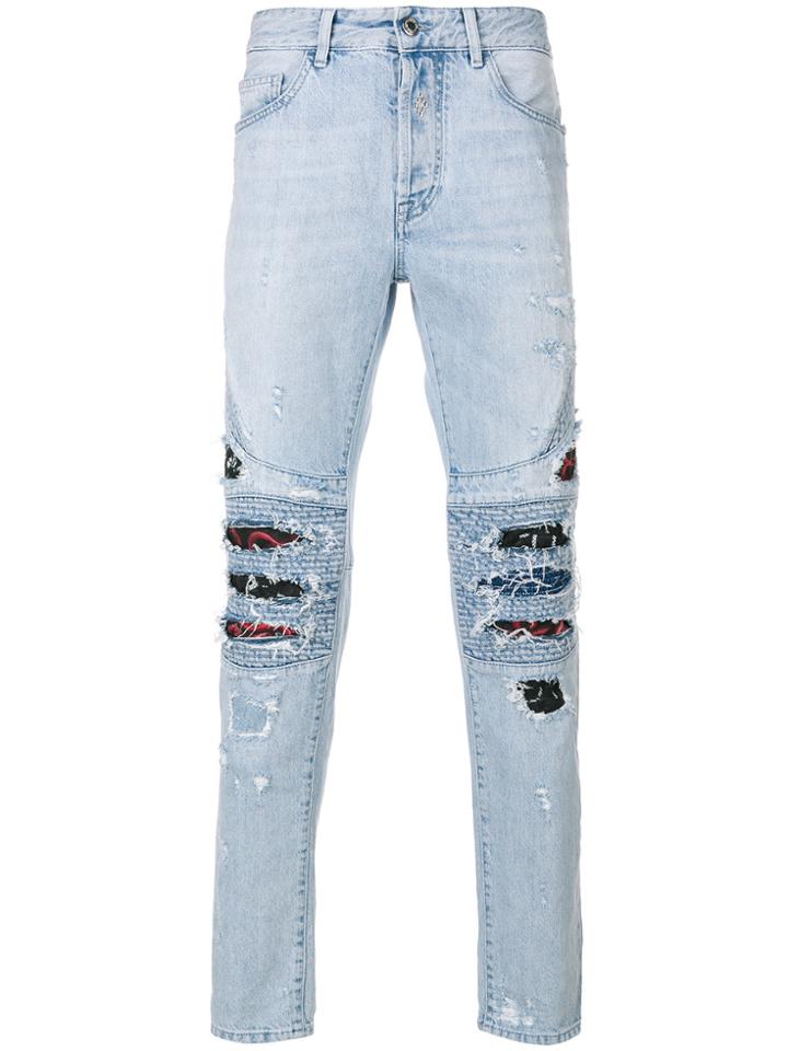 Marcelo Burlon County Of Milan Snakes Biker Jeans - Blue