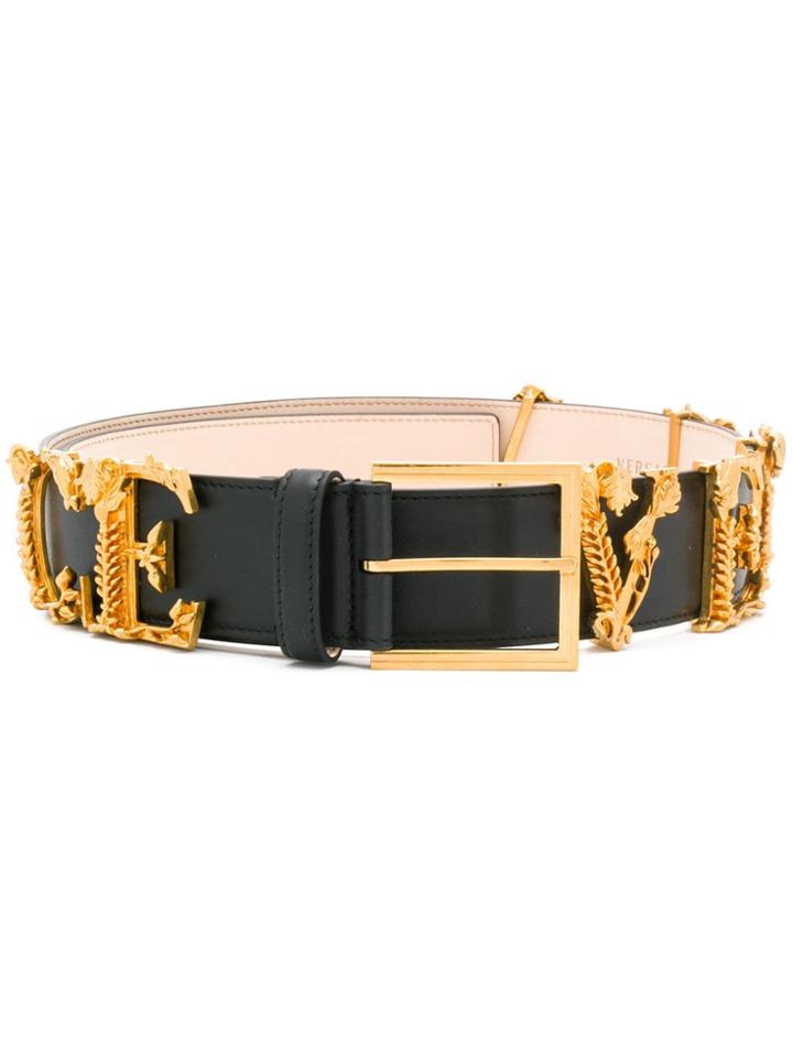 Versace Logo Letter Belt - Black