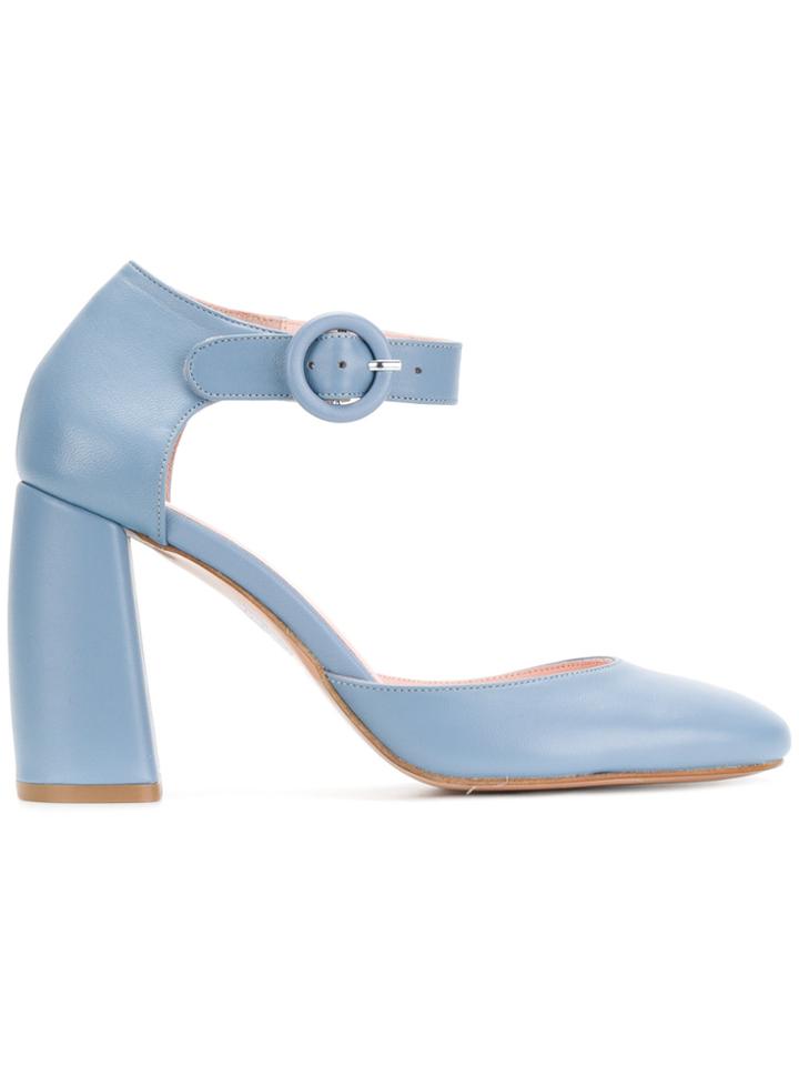 Anna F. Buckled Heel Pumps - Blue