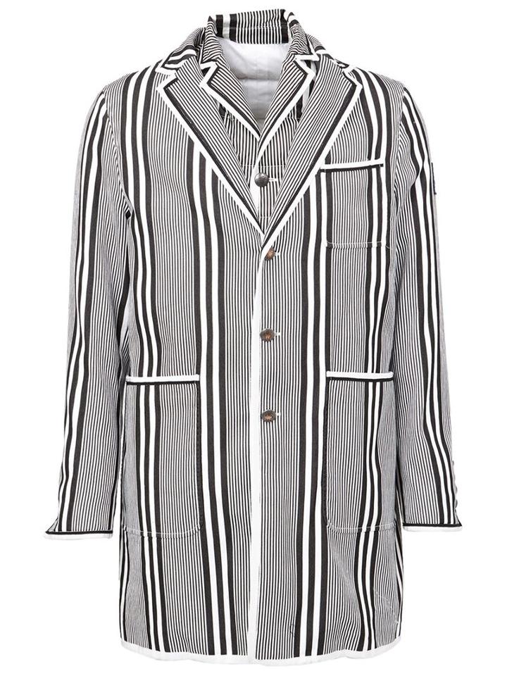 Moncler Gamme Bleu Striped Short Coat