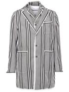 Moncler Gamme Bleu Striped Short Coat