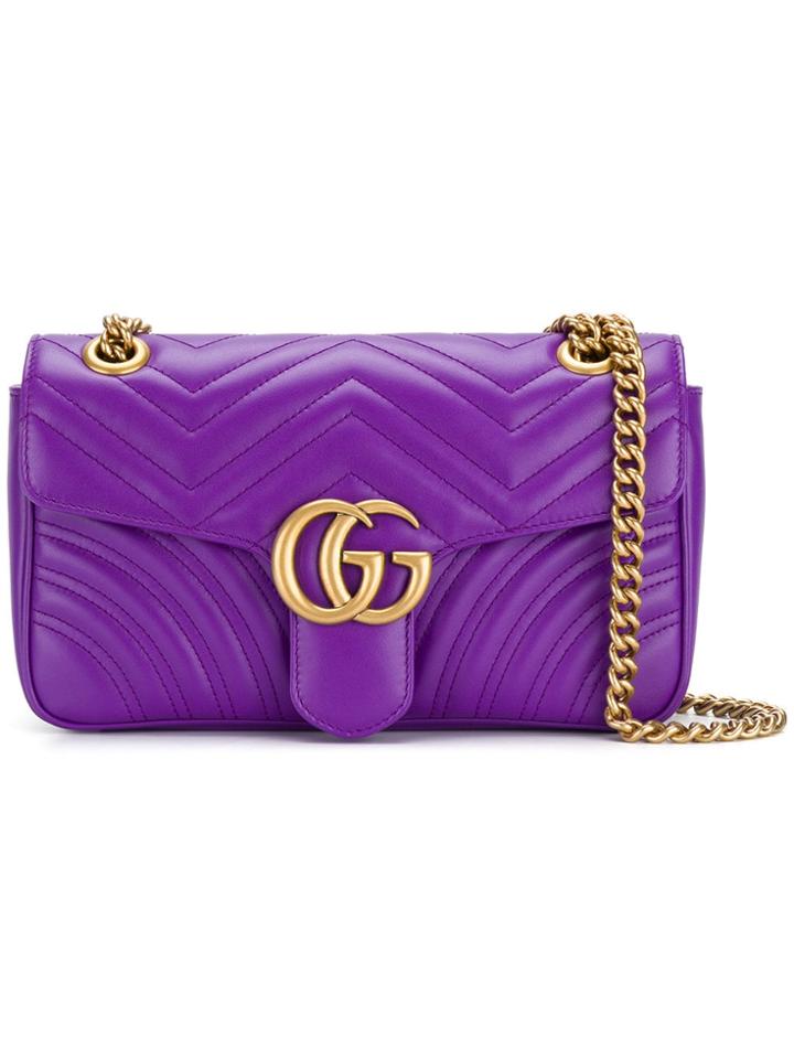 Gucci Gg Marmont Matelassé Shoulder Bag - Purple
