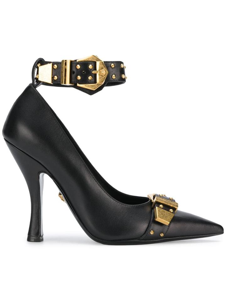 Versace Pointed Buckle Pumps - Black