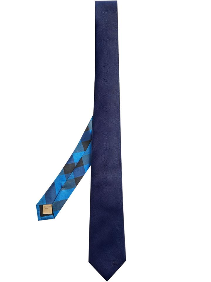 Burberry Check Twill Tie - Blue
