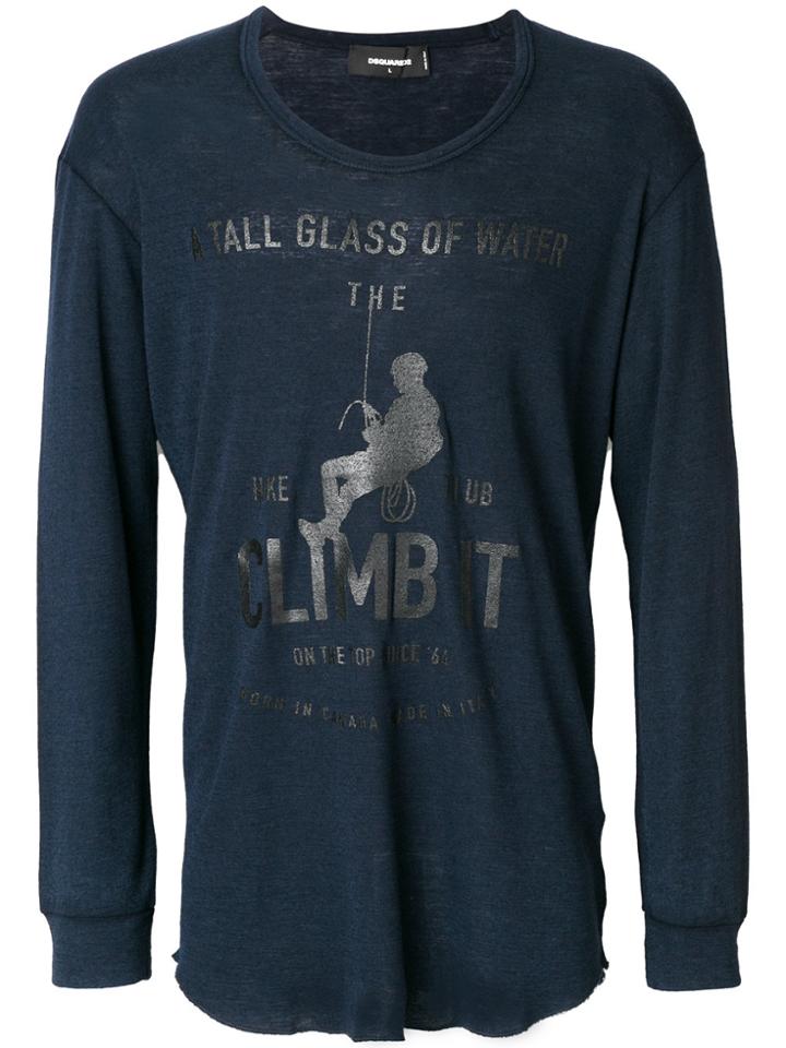 Dsquared2 Printed Long Sleeve T-shirt - Blue