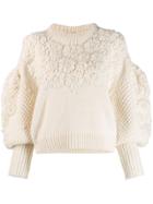 Ulla Johnson Ciel Knitted Flower Jumper - Neutrals