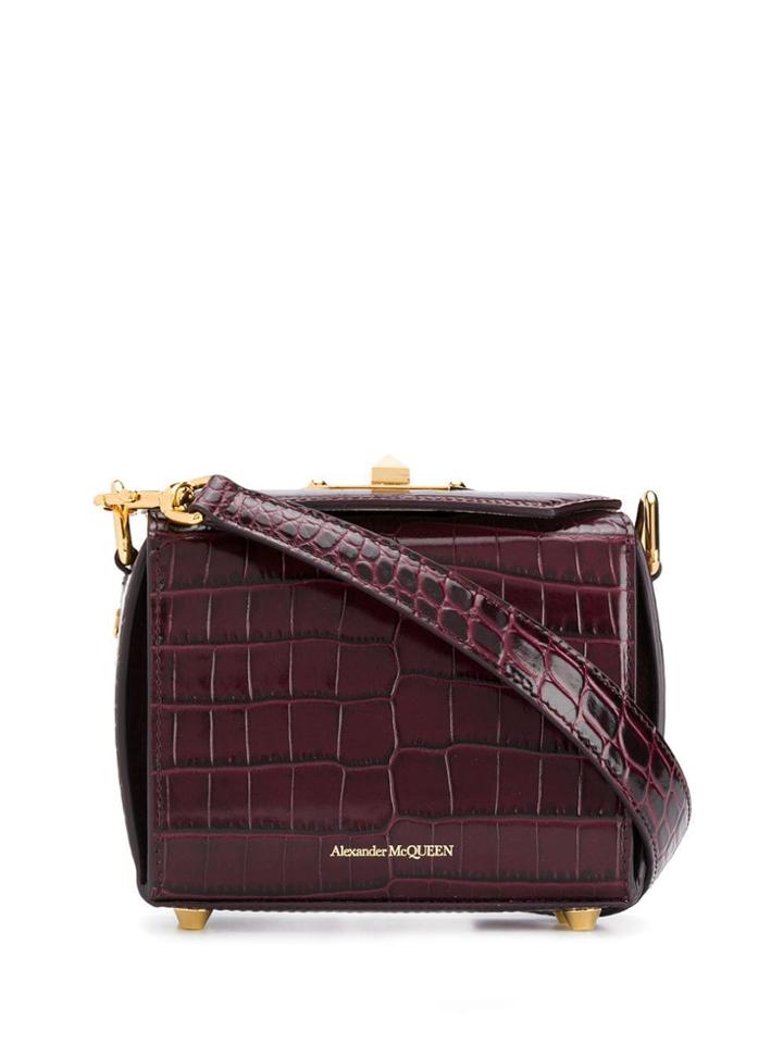 Alexander Mcqueen Crocodile Effect Box Bag - Red