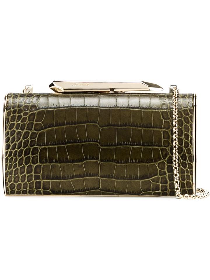 Kotur Crocodile Effect Clutch, Women's, Green