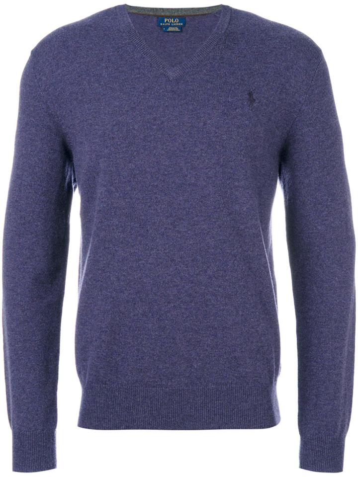 Polo Ralph Lauren V Neck Sweatshirt - Pink & Purple