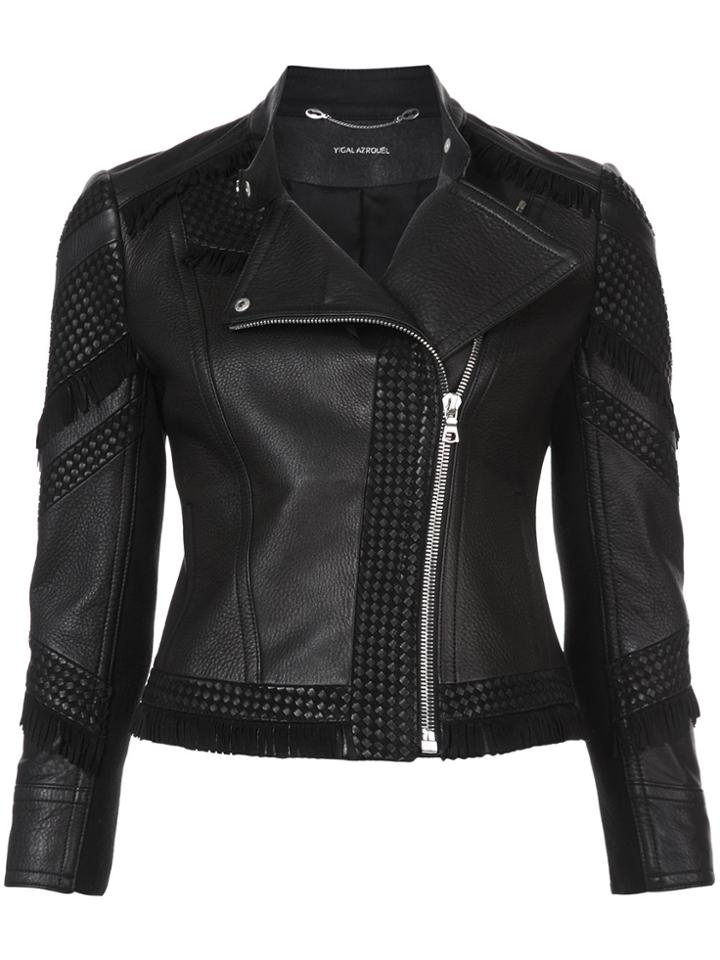 Yigal Azrouel Fringed Moto Jacket - Black