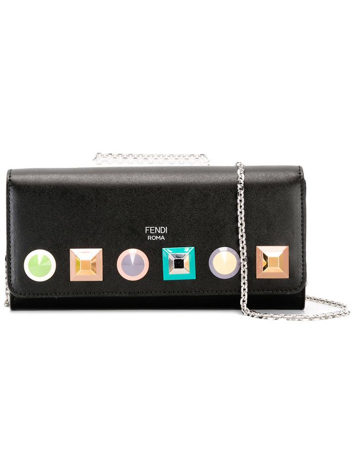 Fendi Studded Crossbody Bag, Women's, Black, Leather/metal (other)
