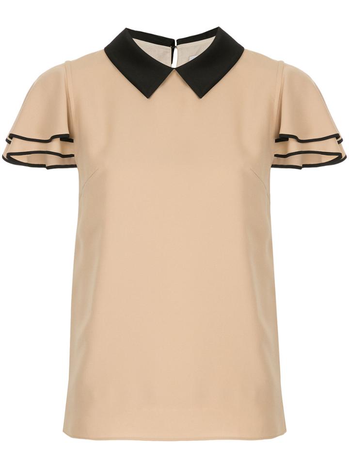 Guild Prime Contrast-collar Fitted Blouse - Nude & Neutrals