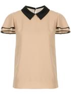Guild Prime Contrast-collar Fitted Blouse - Nude & Neutrals