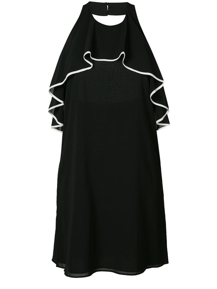 Alice+olivia - Contrast Trim Halterneck Dress - Women - Silk/spandex/elastane - Xs, Black, Silk/spandex/elastane