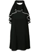 Alice+olivia - Contrast Trim Halterneck Dress - Women - Silk/spandex/elastane - Xs, Black, Silk/spandex/elastane