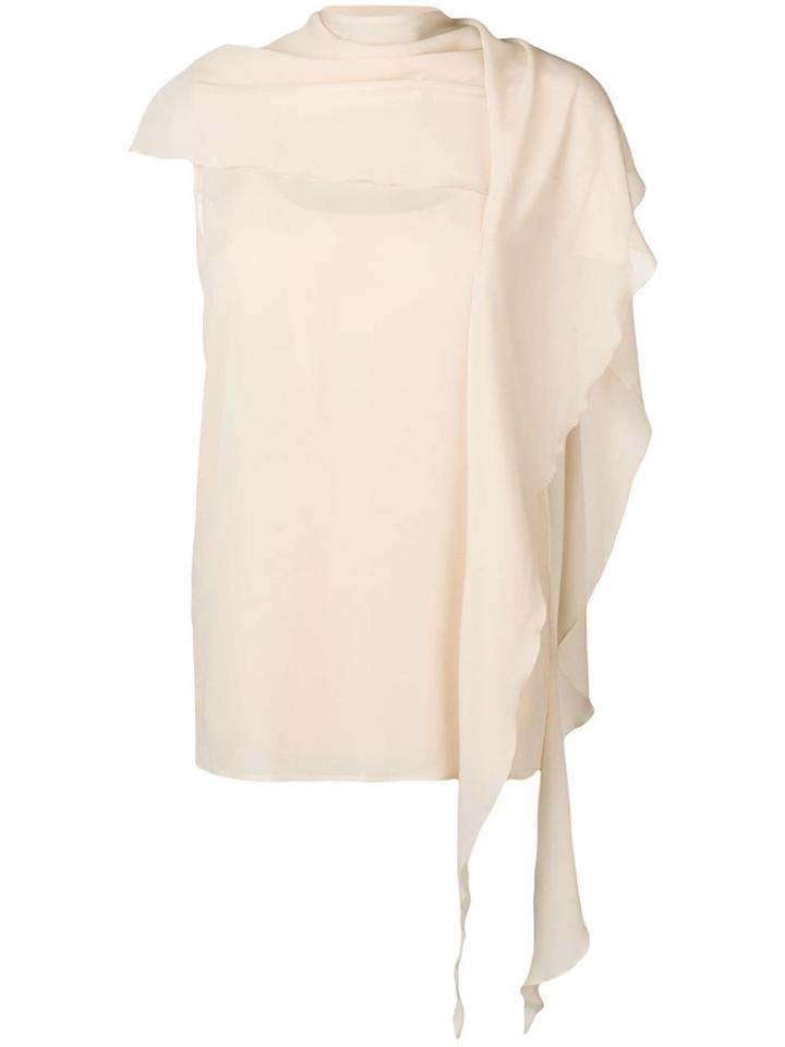 Max Mara Sleeveless Georgette Top - Neutrals