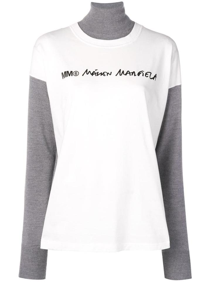 Mm6 Maison Margiela Logo Turtle Neck Sweater - Grey