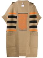 Burberry Striped Logo Oversized Cape - Neutrals