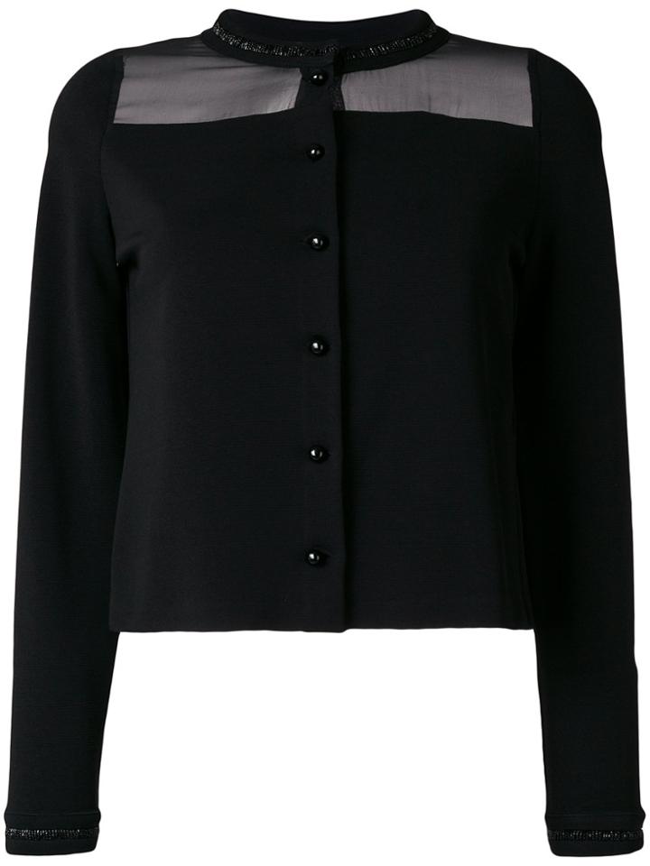 Emporio Armani Sheer Panel Cardigan - Black