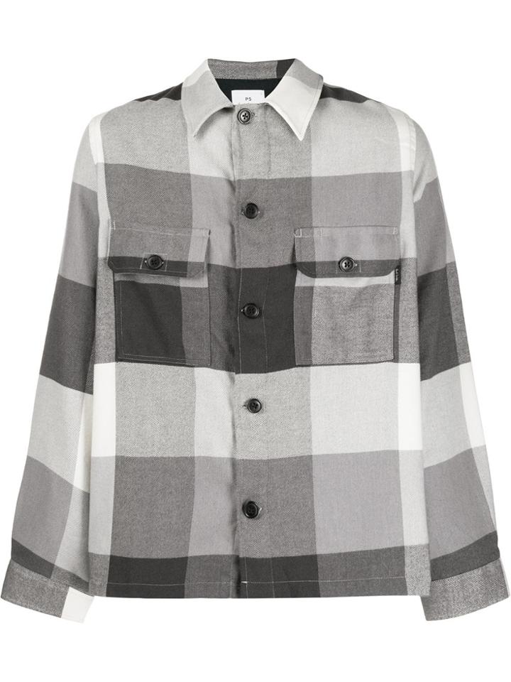 Ps Paul Smith Relaxed-fit Checked Shirt - Grey