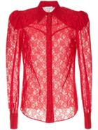 Magda Butrym Sheer Lace Shirt - Red