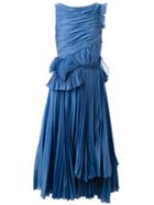 Rochas Ruched Dress, Women's, Size: 40, Blue, Silk/cotton