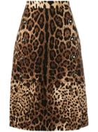 Dolce & Gabbana A-line Leopard Print Skirt - Brown