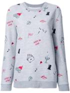 Zoe Karssen Multi Print Sweatshirt, Women's, Size: Medium, Grey, Cotton/polyester