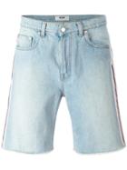 Msgm Striped Trim Denim Shorts, Men's, Size: 52, Blue, Cotton