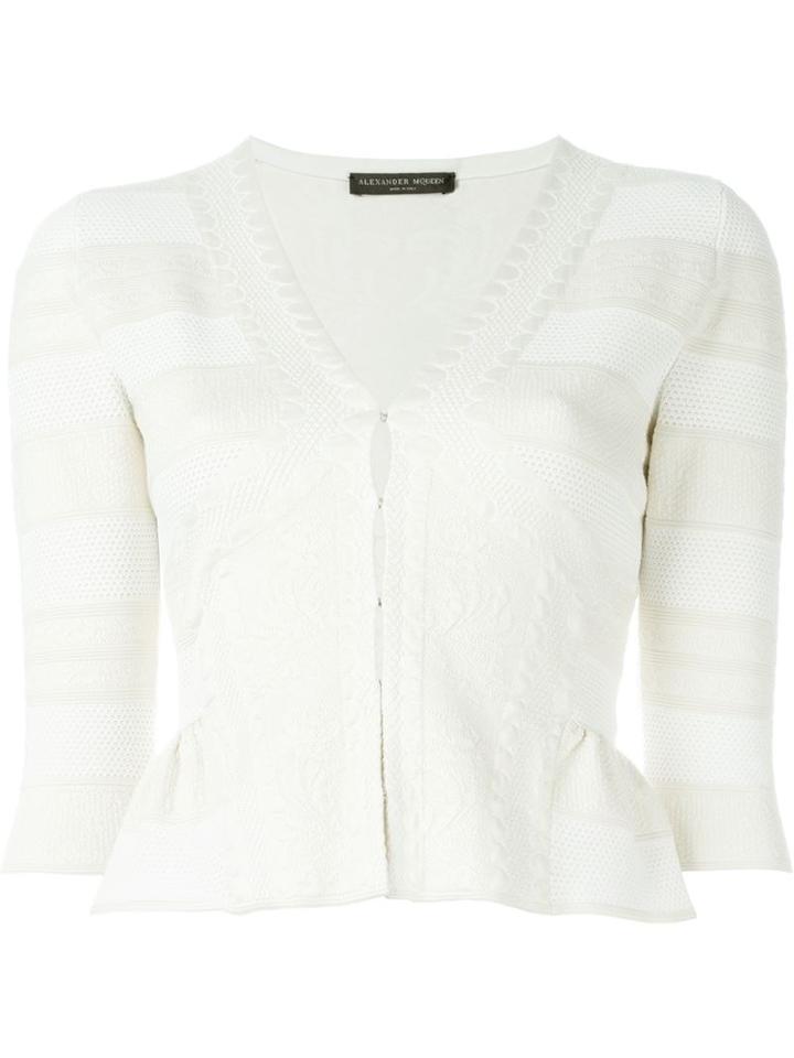 Alexander Mcqueen Victorian Lace Knit Cardigan, Women's, Size: Small, White, Silk/polyester/viscose