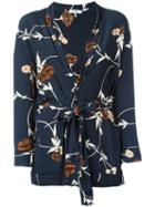 Ganni Floral Waist-wrap Jacket, Women's, Size: 40, Blue, Viscose