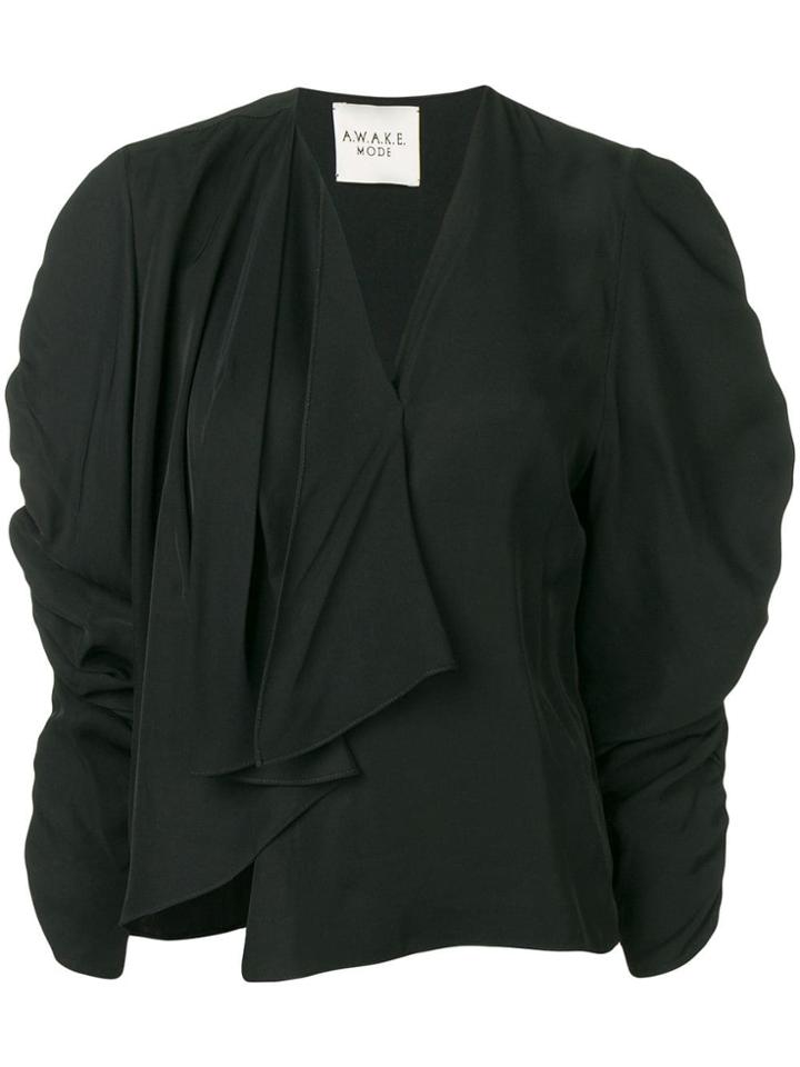 A.w.a.k.e. Mode Ruched Sleeve Top - Black