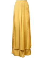 Sara Battaglia - Pleated Layered Trousers - Women - Polyester - 46, Yellow/orange, Polyester