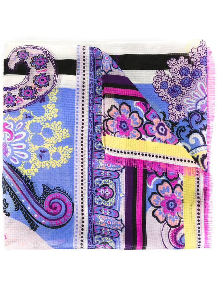 Etro Floral Print Scarf, Pink/purple, Silk