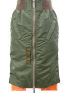 Sacai Ma-1 Skirt, Women's, Size: 1, Green, Cotton/nylon/polyester/cupro