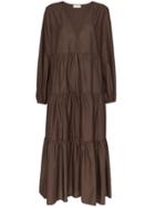 Matteau V-neck Tiered Maxi-dress - Brown