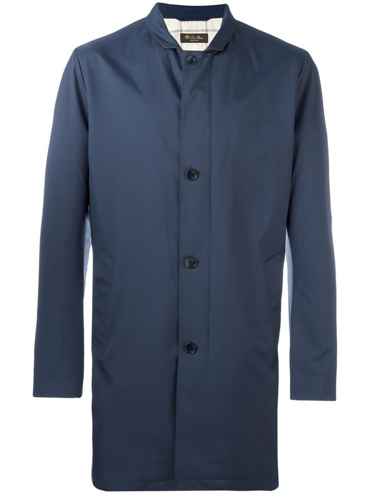 Loro Piana Classic Midi Coat, Size: Xxl, Blue, Polyamide/polyester