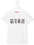 Msgm Kids Embroidered Logo T-shirt, Girl's, Size: 12 Yrs, White