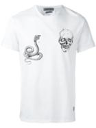 Alexander Mcqueen Skull And Snake Print T-shirt, Men's, Size: Medium, White, Cotton