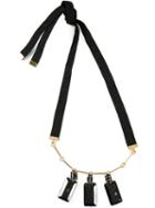 Marni Faceted Pendant Necklace, Women's, Black, Nylon/crystal/cattle Horn/metal Other