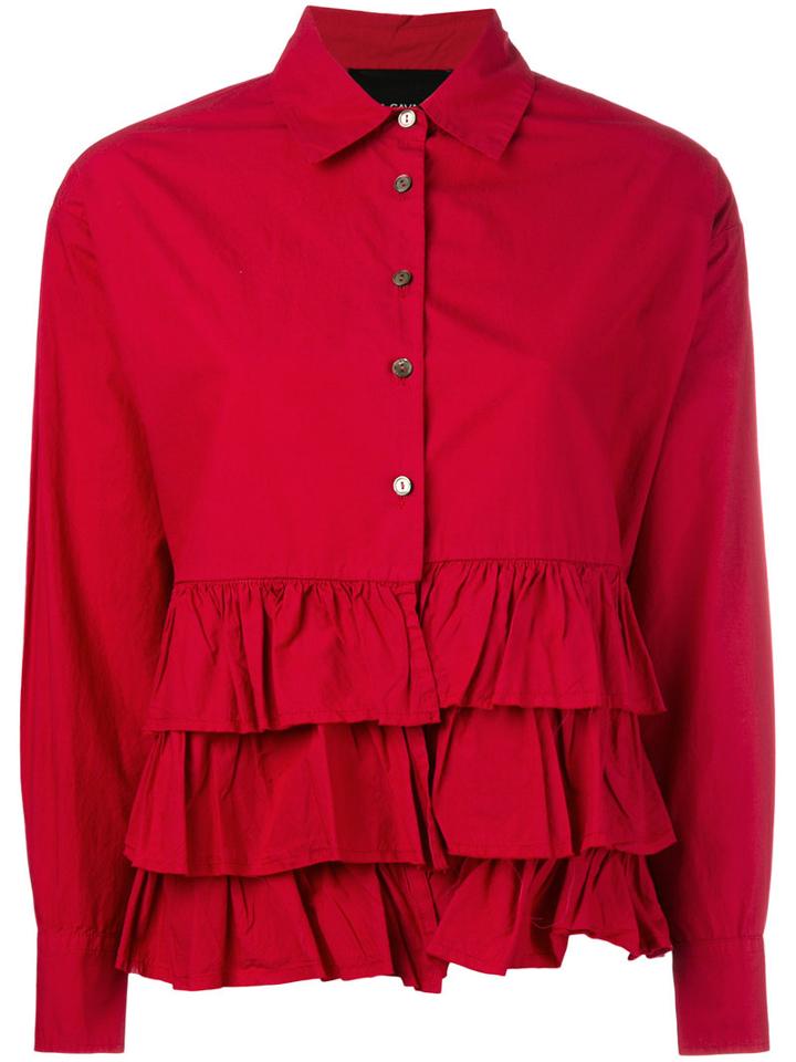 Erika Cavallini - Ruffle Shirt - Women - Cotton - 42, Red, Cotton