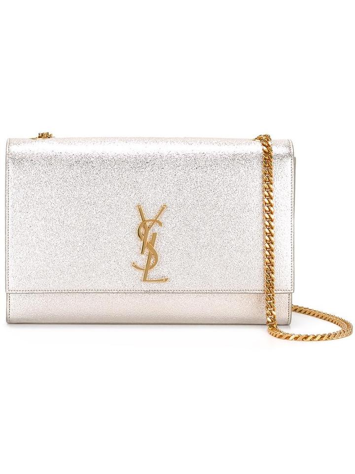 Saint Laurent Large 'kate Monogram' Shoulder Bag, Women's, Grey
