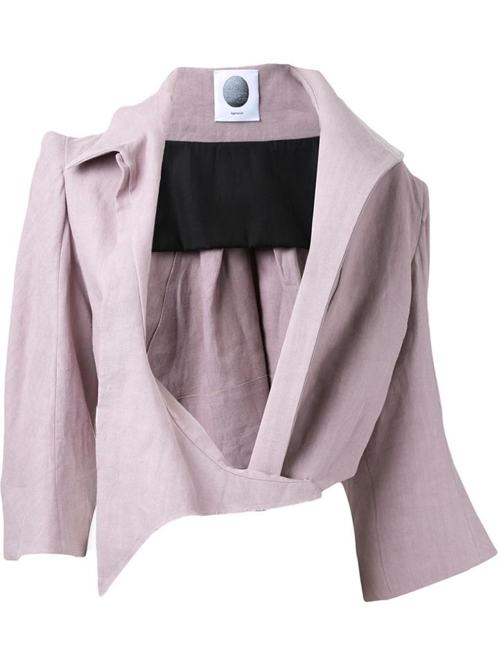 Aganovich Asymmetric Lapel Cropped Jacket - Pink & Purple